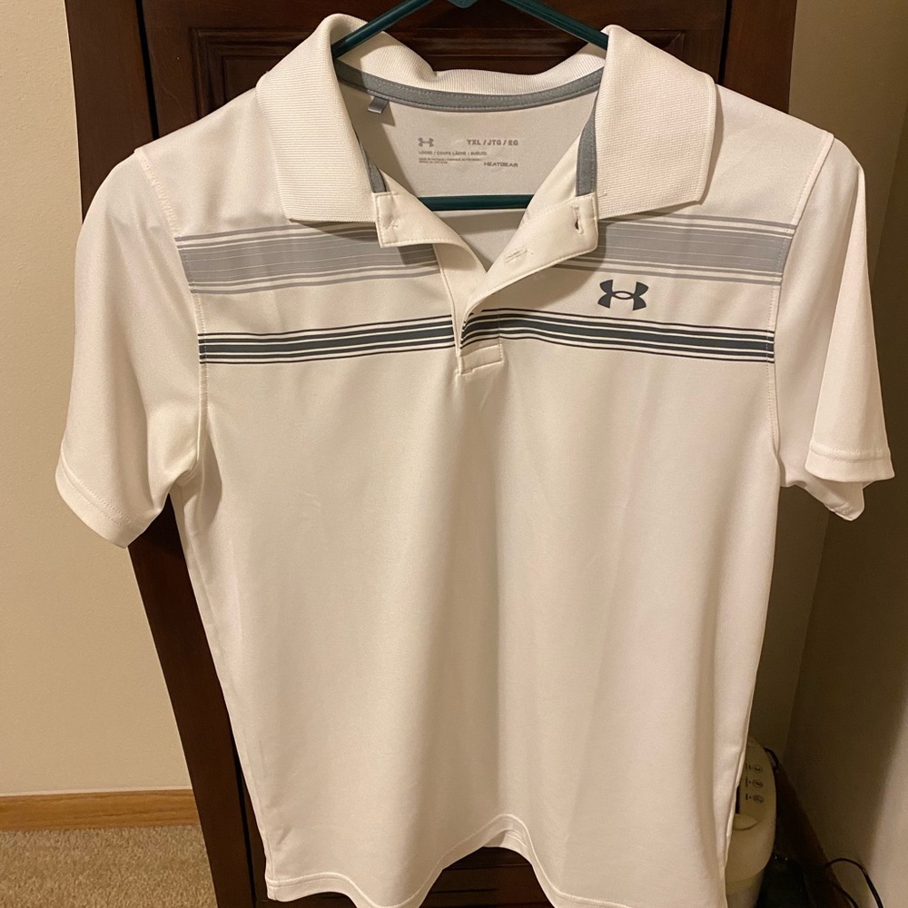 Boys under armour XL white polo